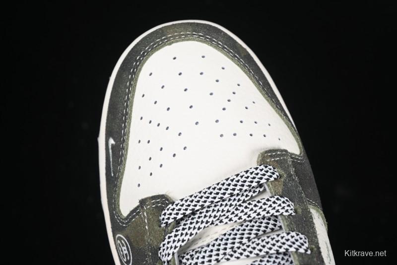 Nike SB Dunk Low Stussy Collaboration - Camo Black Swoosh Anniversary High-End Custom Low-Top Casual Sneakers - DM6868-011