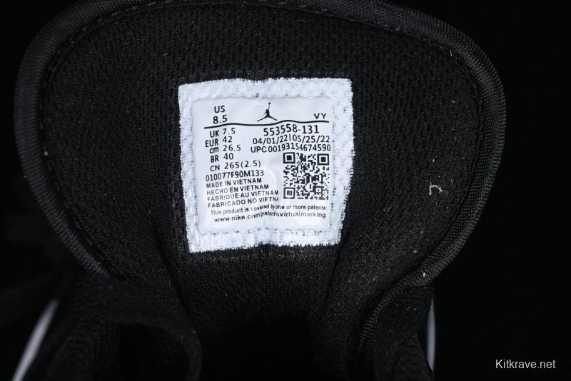 Nike Air Jordan 1 Low AJ1 Basketball Shoes in Black White Silver - 553558-131