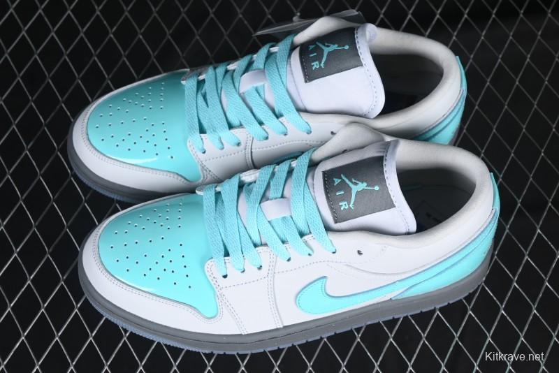 Nike Air Jordan 1 Low AJ1 Patent Leather Grey Green Casual Sneakers - HQ3599-025