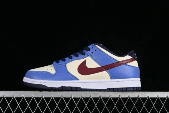 Nike Dunk Low SB Skateboarding Shoes in White Blue Red Colorway - FV8119-161