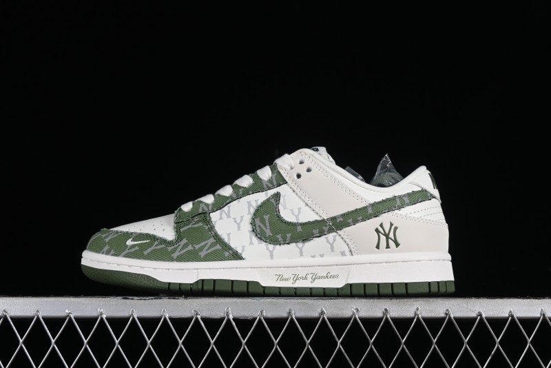 Nike SB Dunk Low MLB Collaboration - Green Denim Anniversary Custom Low-Top Casual Skate Shoes - DQ1098-345