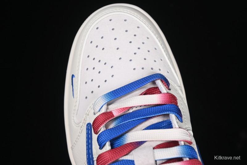 Nike Travis Scott x Fragment Design x Air Jordan 1 Low OG SP AJ1 Snake Year Limited Blue Swoosh Gum Sole Low-top Casual Sneakers - XS3086-011