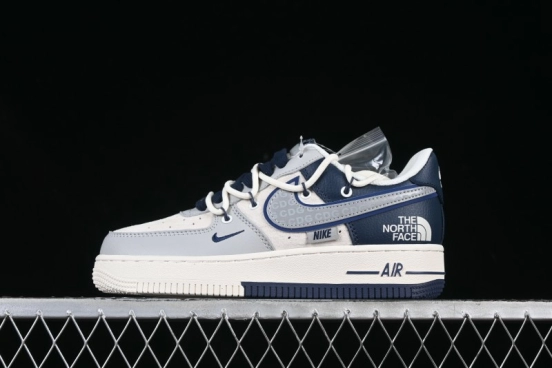 Nike Air Force 1 '07 Low The North Face Collaboration Grey Blue Lace-Up Low-Top Casual Sneakers - DM6688-024