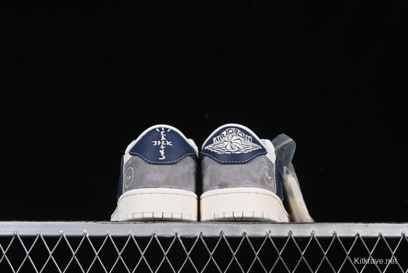Nike Travis Scott x Fragment Design x Air Jordan 1 Low OG SP AJ1 Retro Sneakers with Reverse Swoosh - CF3688-066