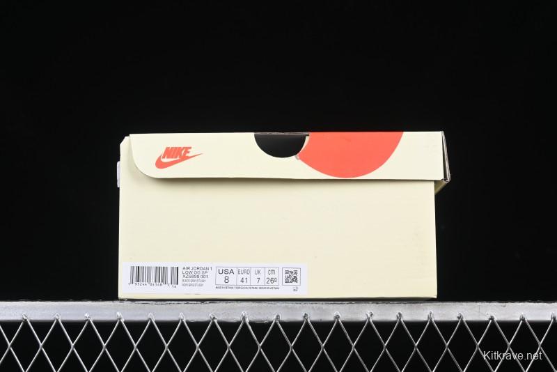 Nike Travis Scott x Fragment Design x Air Jordan 1 Low OG SP AJ1 Retro Sneakers in Summer Cicada Grey - XZ6898-001