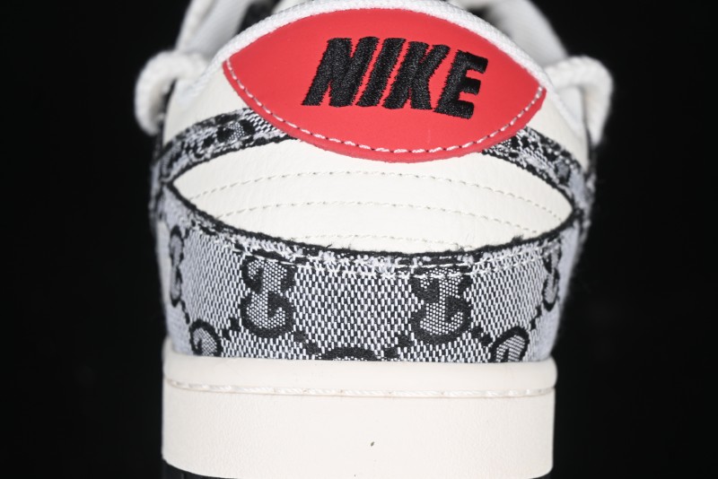 Nike SB Dunk Low Gucci Collaboration Grey Jacquard Swoosh Anniversary High-End Custom Low-Top Casual Skate Shoes - YX5066-215