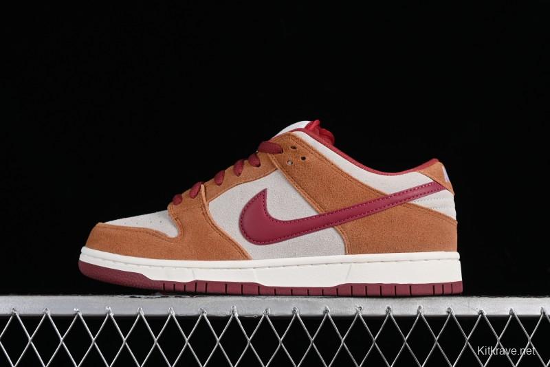 Nike SB Dunk Low Pro Brown Red Colorway SB Low Top Casual Skate Shoes - BQ6817-202