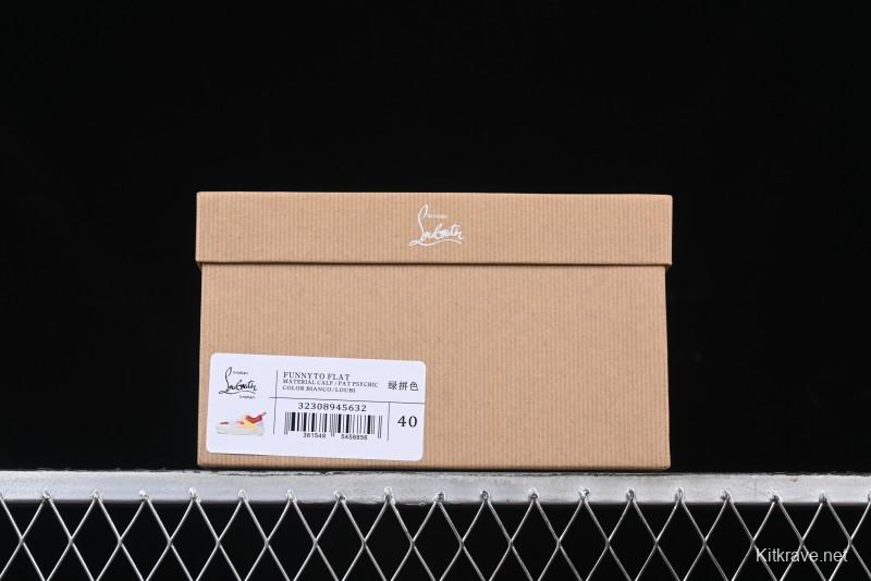 Christian Louboutin Funnyto Flat French Luxury Brand Green Color Block Low Top Sneakers - X.D4