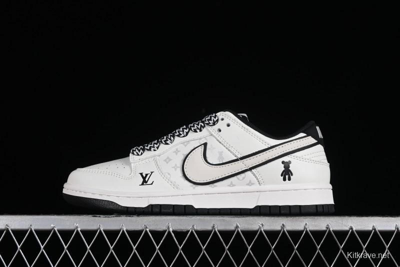 Nike SB Dunk Low LV Collaboration - Beige Black Violent Bear Anniversary High-End Custom Low-Top Casual Skate Shoes - SJ2068-239