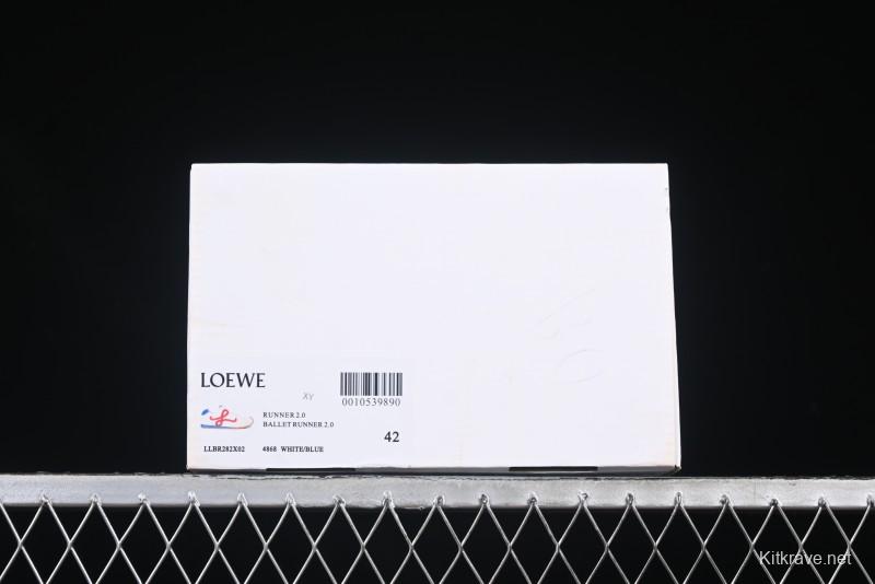 Loewe Ballet Runner 2.0 Sneakers Retro Style Low-Profile Casual Sports Shoes with Asymmetric Toe Design - White Blub