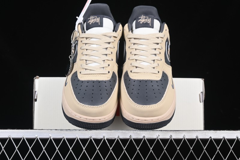 Nike Air Force 1 '07 Low Stussy Collaboration Grey Fog Swoosh Low-Top Casual Sneakers - KK1988-033