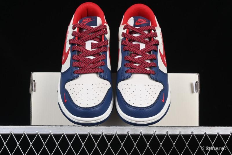 Nike SB Dunk Low Edison Chen Collaboration Blue Red Swoosh Anniversary Custom Low-Top Casual Skate Shoes - DJ2024-099