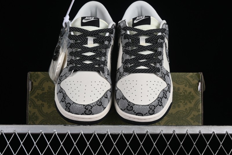 Nike SB Dunk Low Gucci Collaboration - Grey Pattern Anniversary High-End Custom Low-Top Casual Skate Shoes - BB9676-311