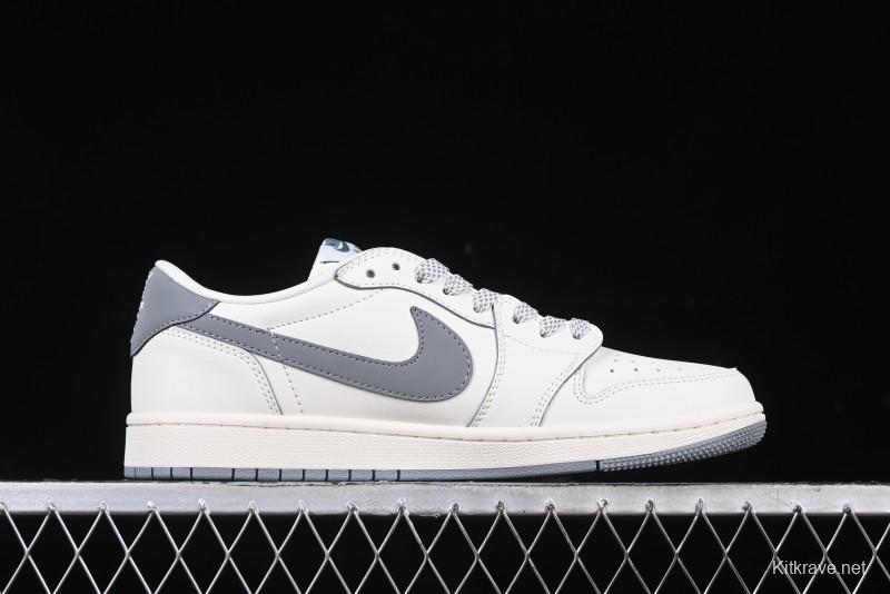 Nike Travis Scott x Fragment Design x Air Jordan 1 Low OG SP AJ1 Retro Sneakers with Unique Collaboration Details - XZ5158-002