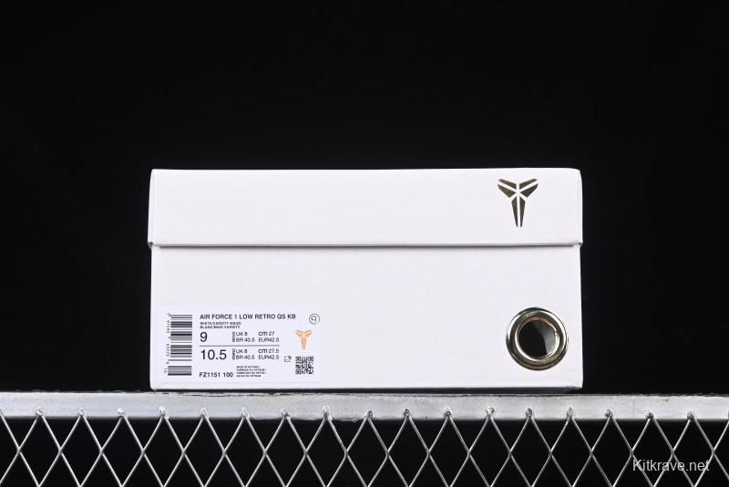 Nike Air Force 1 '07 Low Kobe Casual Sneakers with Full-Layer Leather and Full-Length Air Cushion - FZ1151-100