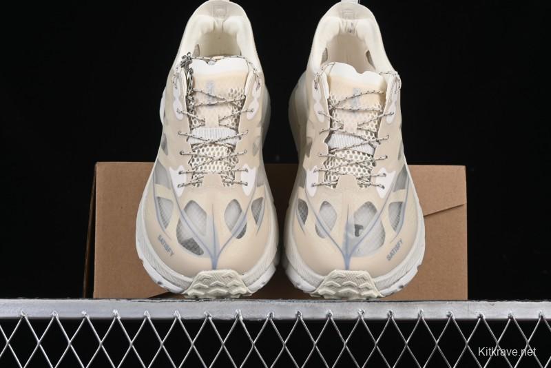 HOKA ONE ONE Satisfy Running Mafate Trail Low-Cut Cushioned Outdoor Hiking Shoes - 1157050 BONE