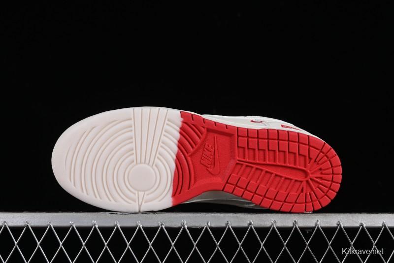Supreme x Nike SB Dunk Low Anniversary Custom White Red Colorway Low-Top Casual Skate Shoes - BB8657-107