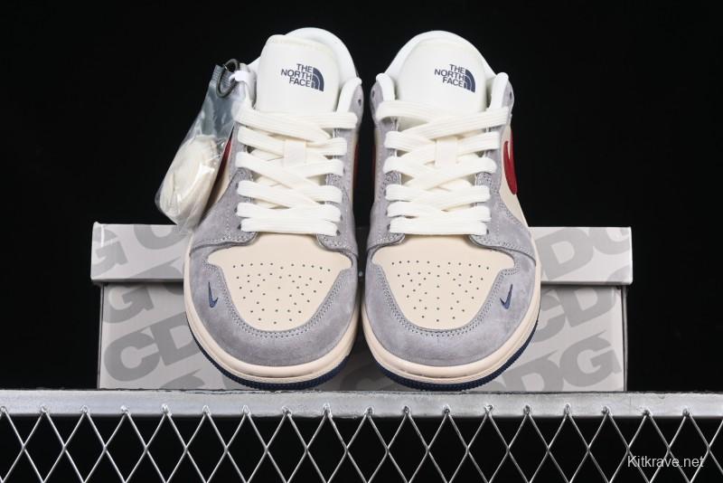 Nike Air Jordan 1 Low AJ1 The North Face Collaboration Grey Blue Red Hook Retro Basketball Shoes - DM9188-012