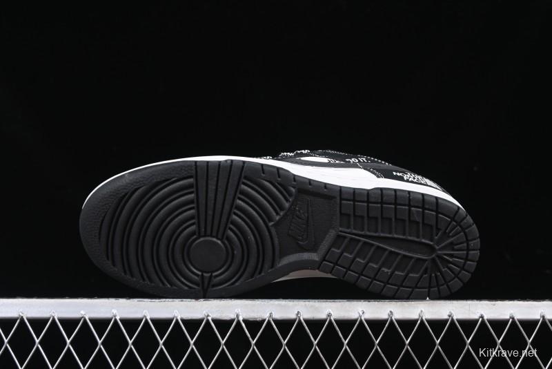 Nike SB Dunk Low The North Face Graffiti Black Swoosh Anniversary Custom Low-Top Casual Skate Shoes - DM6868-028