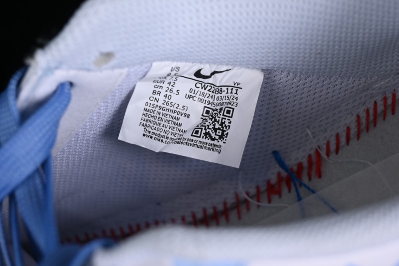 Nike Air Force 1 '07 Low Witch Collaboration Custom Leather Sneakers with Skull Design and Gradient White-Blue - CW2288-111