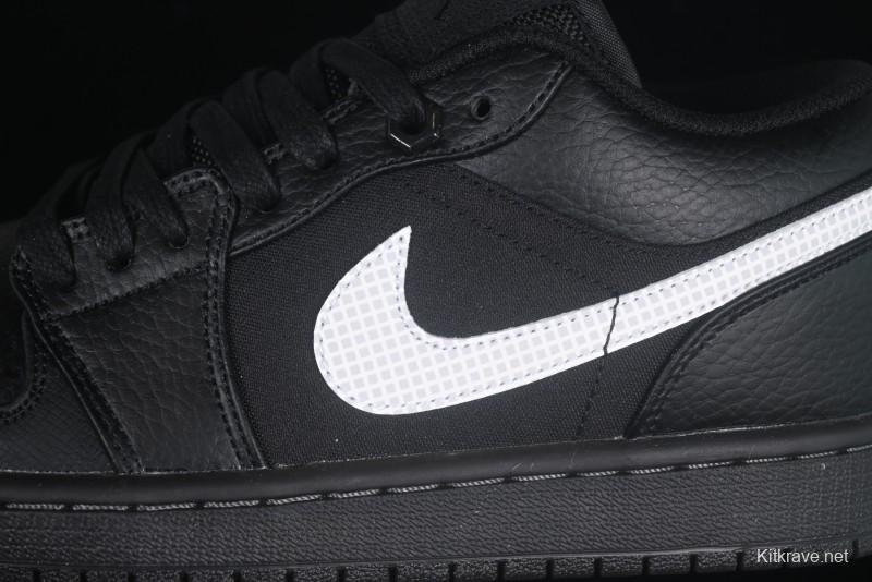 Nike Air Jordan 1 Low AJ1 Basketball Shoes in Black and White Canvas and Leather - HV5968-001