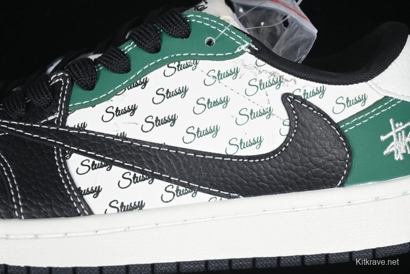 Nike Travis Scott x Fragment Design x Air Jordan 1 Low OG SP AJ1 Stussy Collaboration - Black Green - AG3702-805