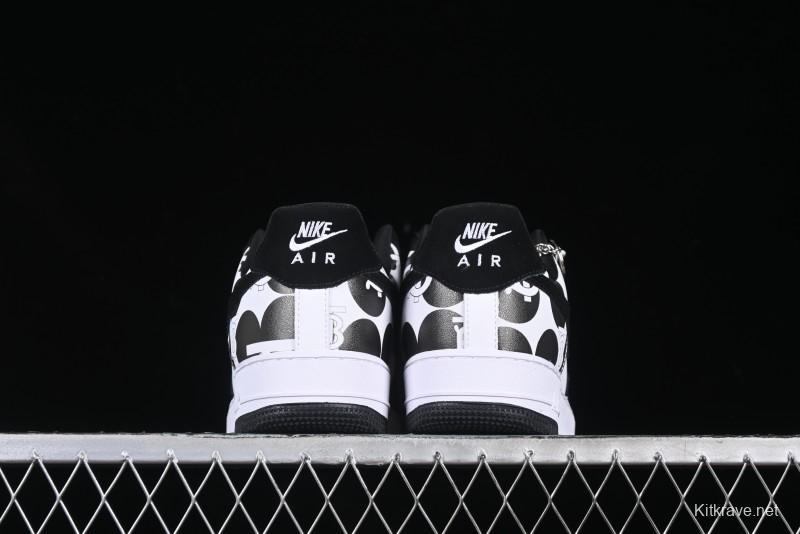 Nike Air Force 1 '07 Low Burberry Collaboration Black White Cow Print Casual Sneakers - DF0188-029