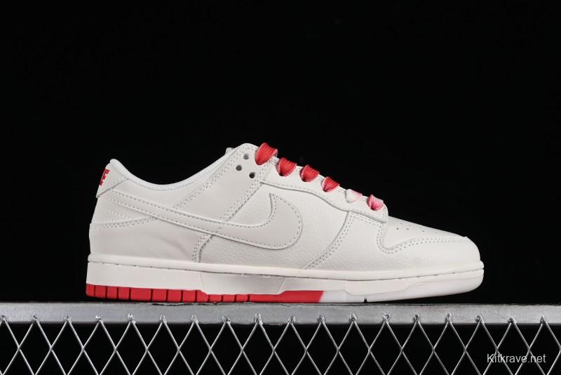 Supreme x Nike SB Dunk Low Anniversary Custom White Red Colorway Low-Top Casual Skate Shoes - BB8657-107
