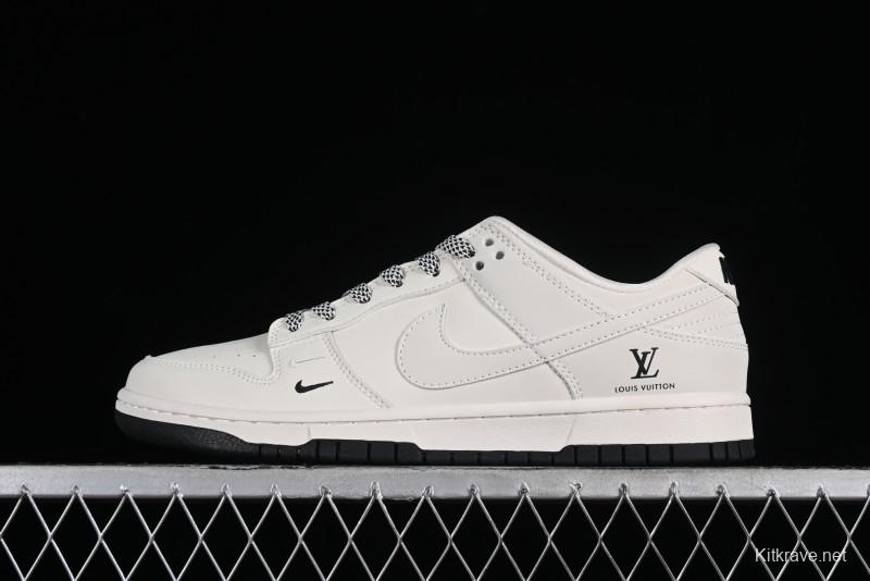 Nike SB Dunk Low LV Collaboration - Double Swoosh Beige Black Anniversary High-End Custom Low-Top Casual Sneakers - XX2025-307