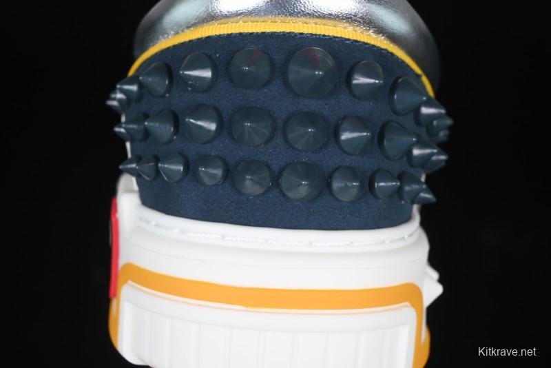 Christian Louboutin Funnyto Flat Comfortable Fashion Low-Top Sneakers in White Yellow Red - X.D4