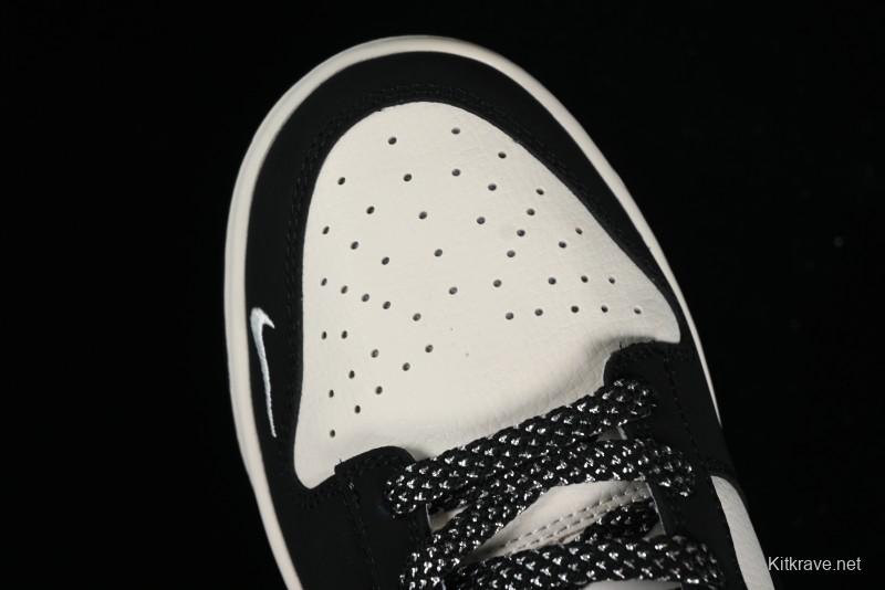 Nike SB Dunk Low Lightning Collaboration - Off White Black Colorway with Mini Swoosh Anniversary Custom Edition Low Top Casual Skate Shoes - XD1688-028