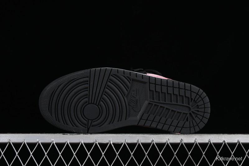 Nike Air Jordan 1 Low AJ1 Retro Basketball Shoes with Black Pink Bow Design - DX4374-008