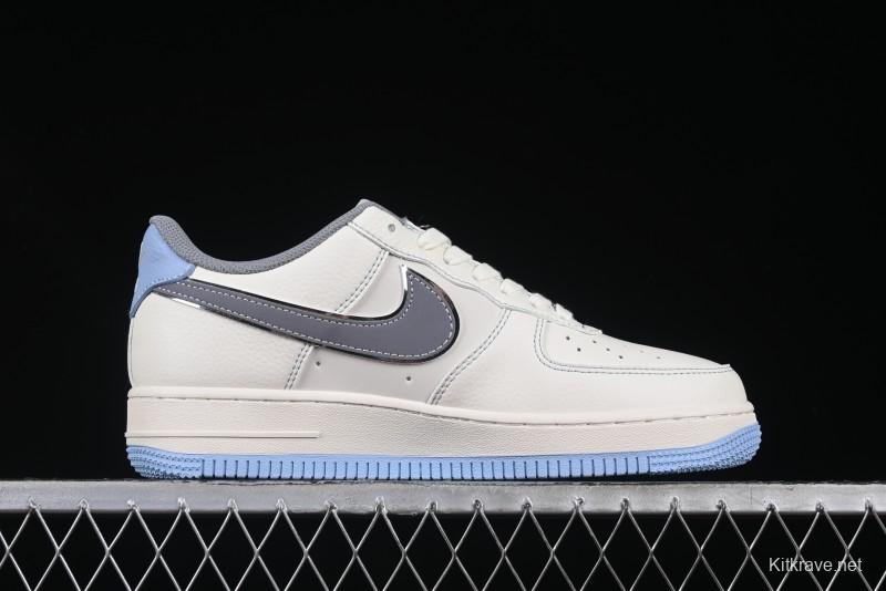 Nike Air Force 1 '07 Low Stussy Collaboration Light Grey Blue Sole Low-Top Casual Sneakers - XS1958-517