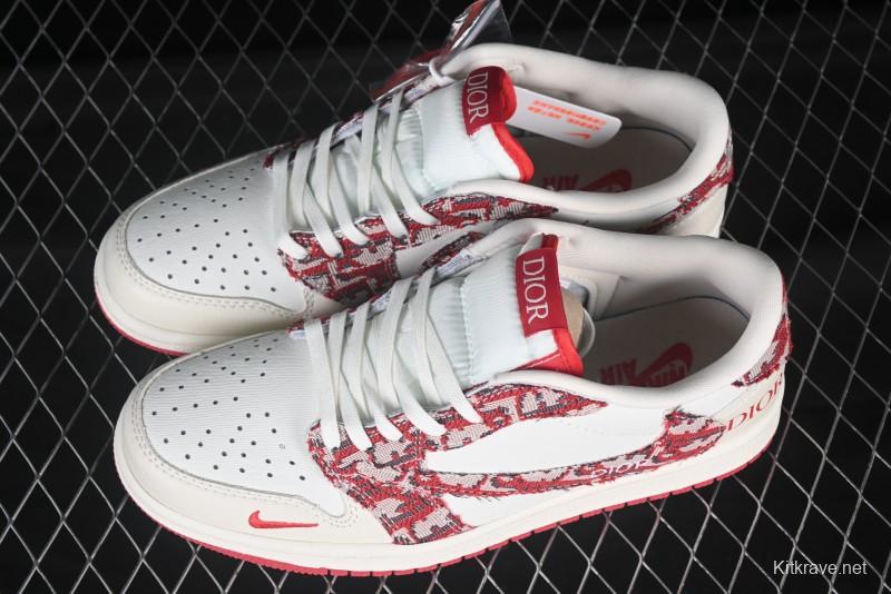 Nike Travis Scott x Fragment Design x Air Jordan 1 Low OG SP AJ1 Retro Sneakers with Unique Collaboration Design - XS2024-042