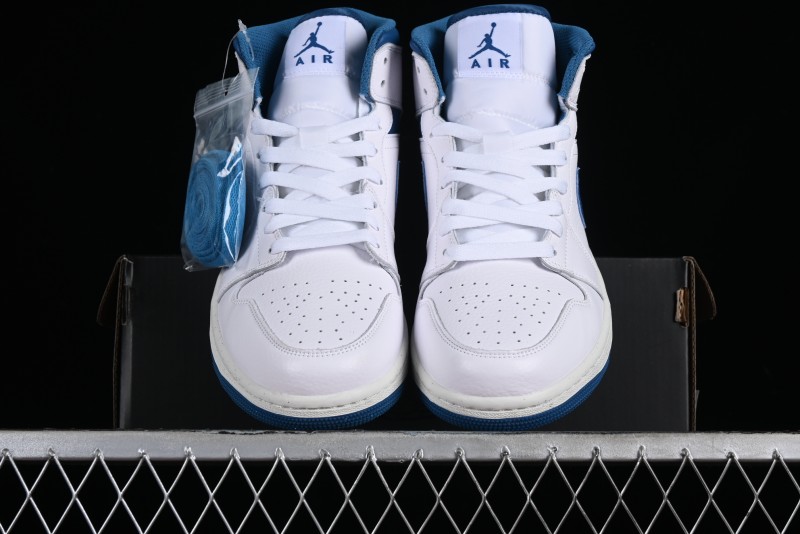 Nike Air Jordan 1 Mid Industrial Blue Basketball Shoes with Air Cushion - FN5215-141