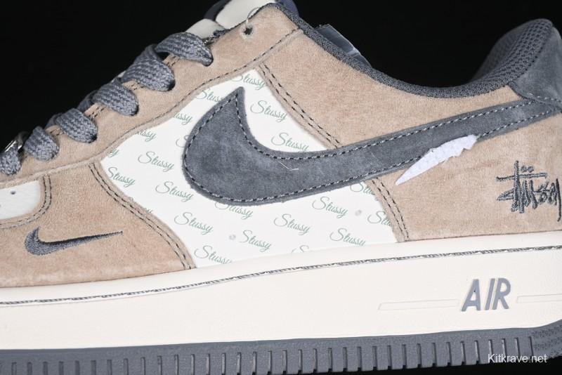 Nike Air Force 1 '07 Low Stussy Collaboration - Lambskin Brown Low-Top Casual Sneakers - XZ6188-888
