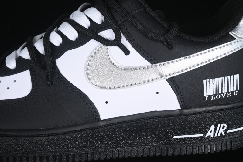 Nike Air Force 1'07 Low Silver Wing Panda Casual Sneakers with Strap - ZH0316-064