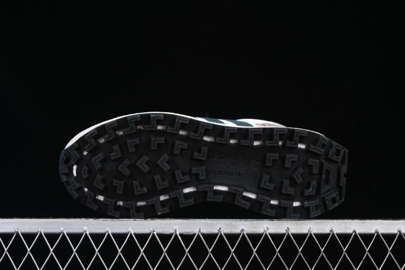 Adidas Retro-Inspired Sneakers - White, Grey & Green with Boost Sole