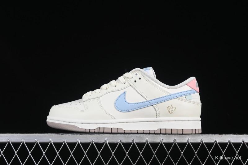 Nike Dunk Low "Pastel Panda" - Cream with Baby Blue & Pink Accents