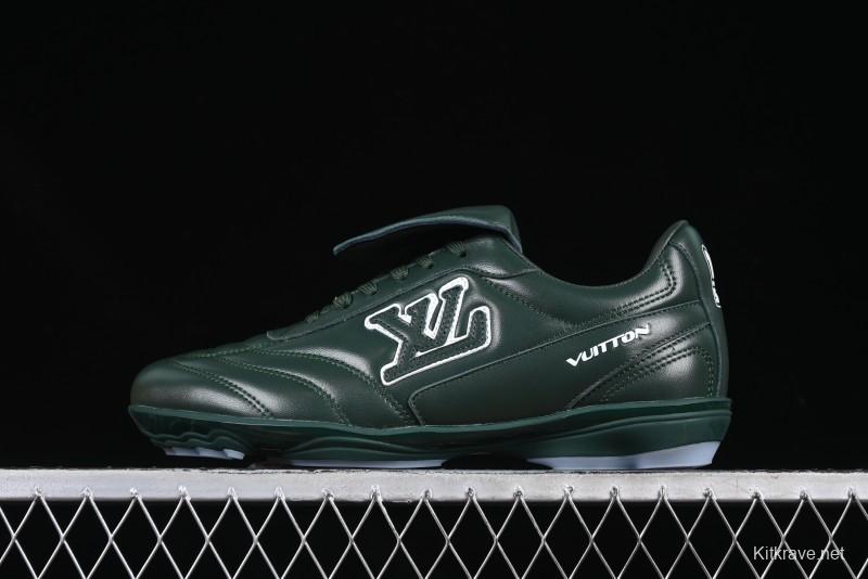 Louis Vuitton Footprint Soccer 2025 Spring Summer Collection Round Toe Lace-Up Low Top Lifestyle Casual Shoes - D.GREEN