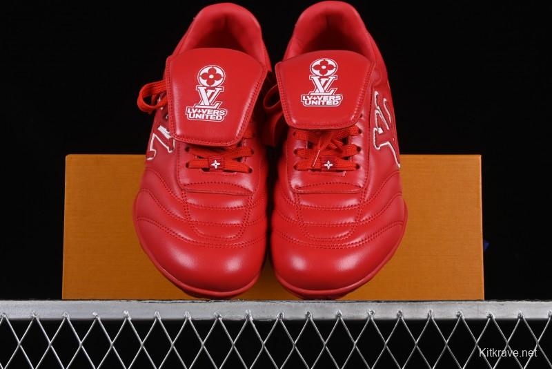 Louis Vuitton Footprint Soccer Low-Top Lifestyle Sneakers Round Toe Lace-Up Casual Shoes Red - AJF6