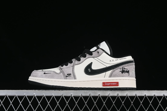 Nike Air Jordan 1 Low Stussy x Supreme Collaboration Custom High-End Retro Basketball Shoes - SJ9950-052