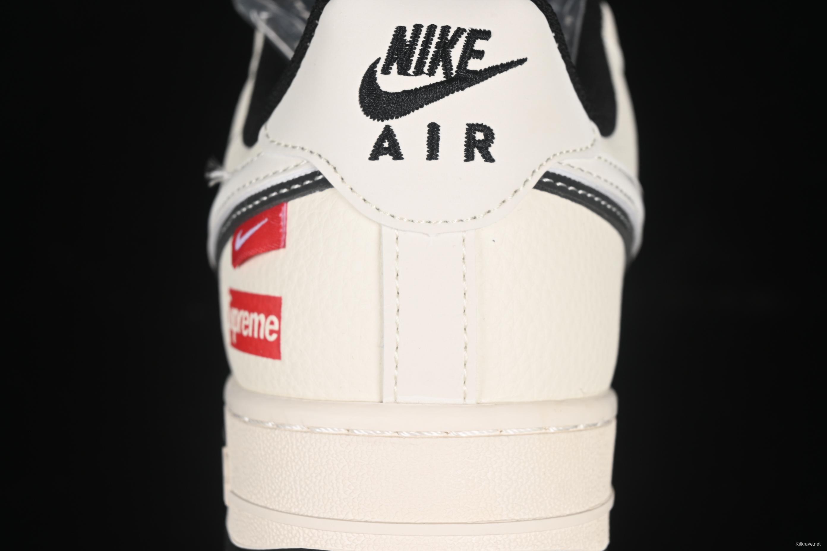 Nike Air Force 1 '07 Low Supreme Collaboration White Black Double Swoosh Casual Sneakers - XS1958-545