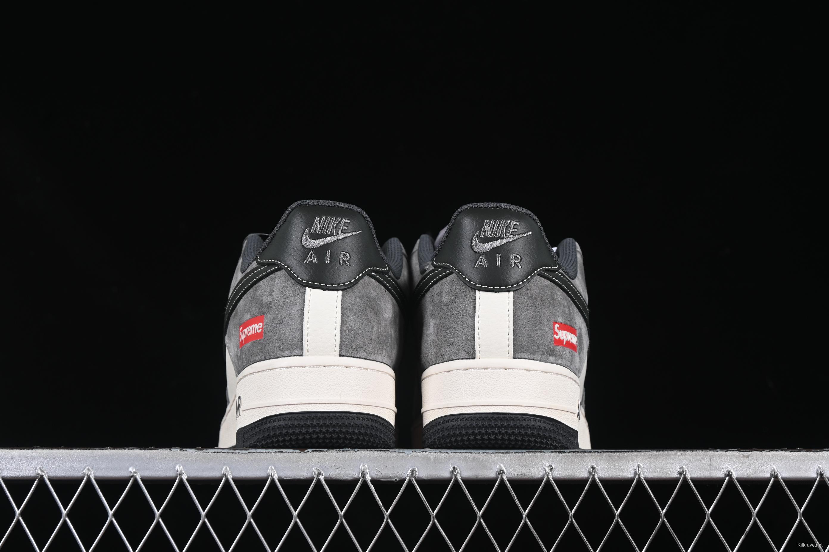 Nike Air Force 1 '07 Low Supreme Collaboration Black Grey Patchwork Casual Sneakers - XZ6188-792