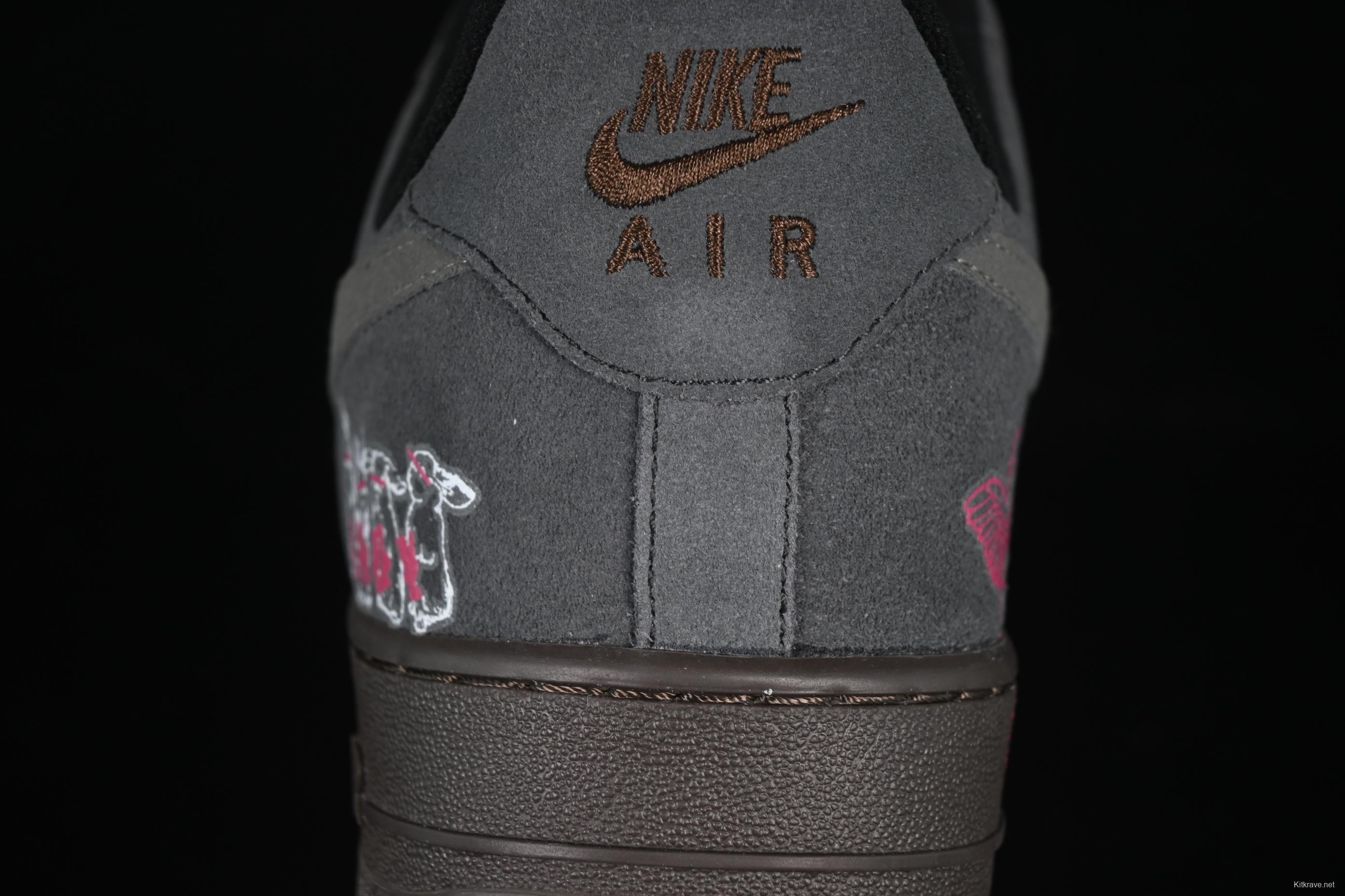 Nike Air Force 1'07 Low "Black Pink" Limited Edition Sneakers with Heart Design - DO6730-010