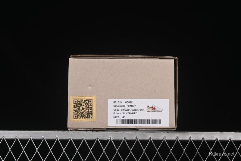 Golden Goose Marathon White Red Silver Comfortable Low-Top Lifestyle Sneakers - H8D4