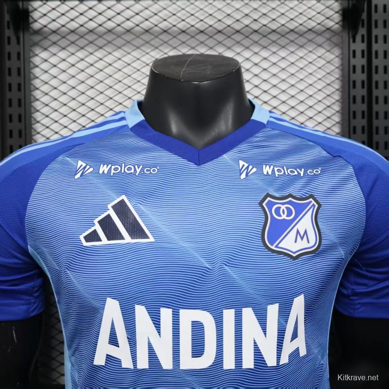 Player Version 25/26 Millonarios Blue with Andina Logo Design Home Jersey