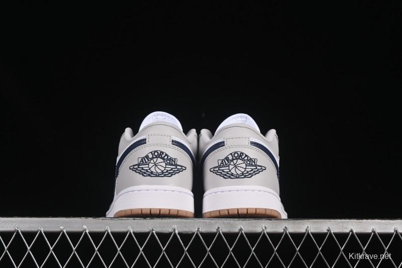 Nike Air Jordan 1 Low AJ1 Casual Sneakers with Blue Swoosh - 553558-146