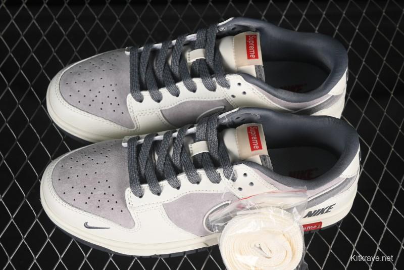 Nike SB Dunk Low Supreme Collaboration Triple Swoosh Cream Grey Low-Top Casual Skate Shoes - SC9207-408