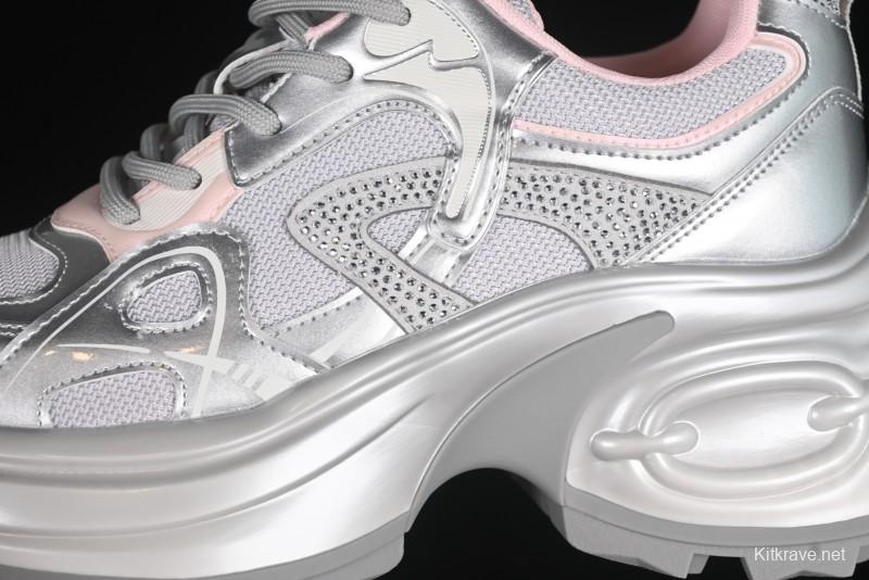 GG-CC 25ss New Platform Chunky Sneakers with 7CM Height Increase and Irregular Design - 668-2 Silver